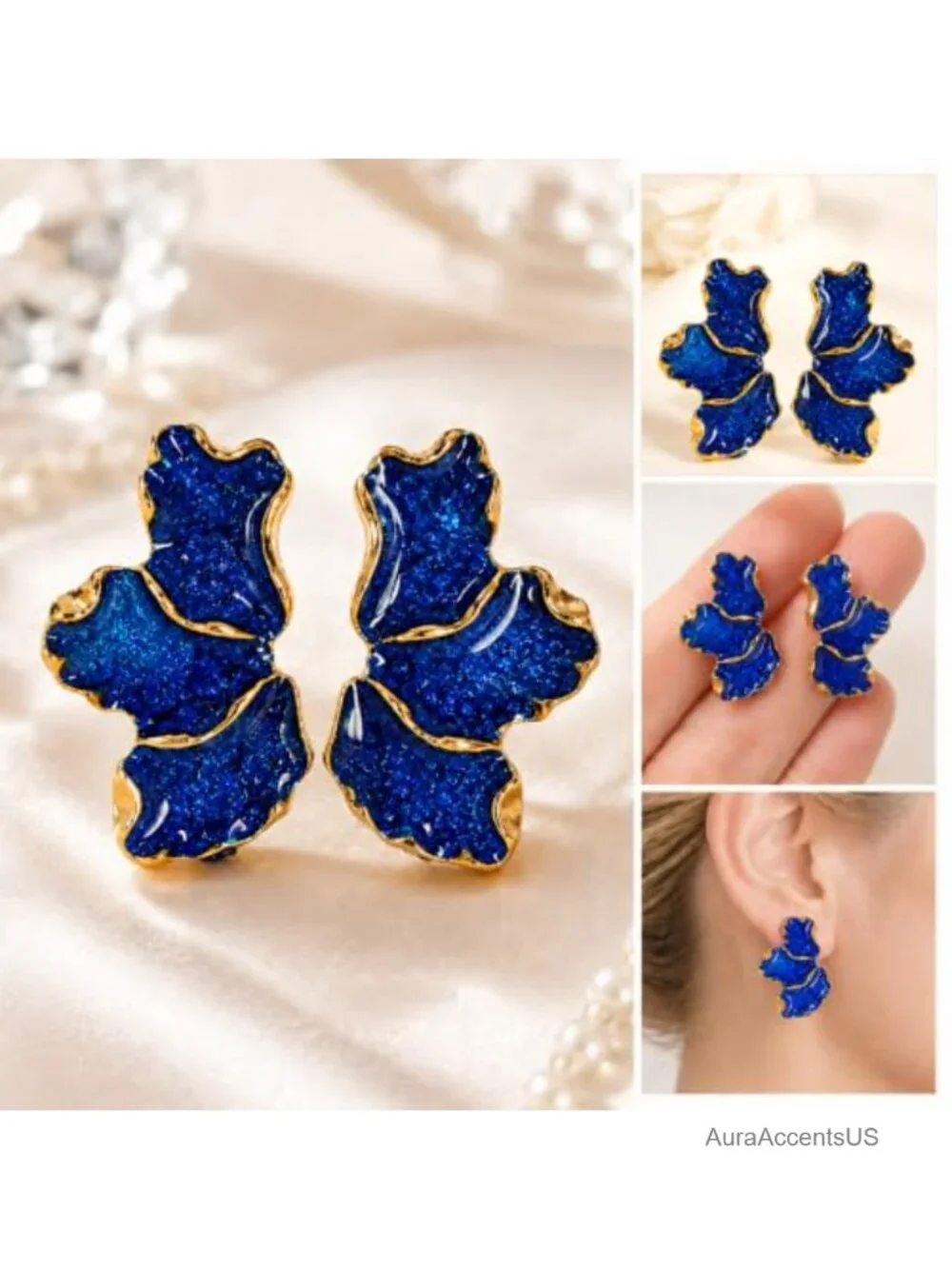 Irregular Floral Stud Earrings Statement Petal Jewelry Women